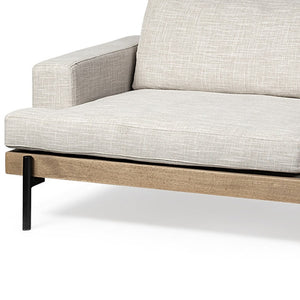 HomeRoots 95" Beige Fabric Sofa with Stylish Black Metal Legs – Modern Comfort for Living Rooms & Offices 606784