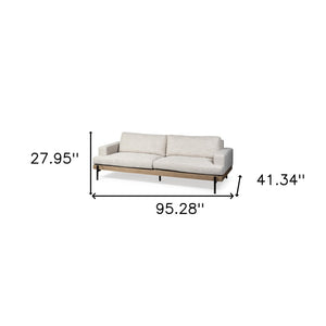 HomeRoots 95" Beige Fabric Sofa with Stylish Black Metal Legs – Modern Comfort for Living Rooms & Offices 606784