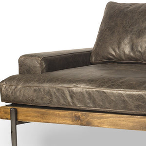 HomeRoots 94" Brown Leather Sofa with Black Legs – Modern Rustic Design, Plush Comfort & Durable Quality 606785