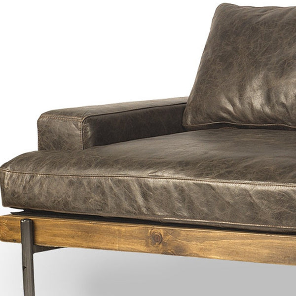 HomeRoots 94" Brown Leather Sofa with Black Legs – Modern Rustic Design, Plush Comfort & Durable Quality 606785