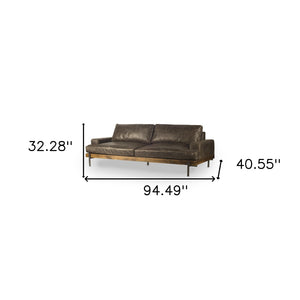 HomeRoots 94" Brown Leather Sofa with Black Legs – Modern Rustic Design, Plush Comfort & Durable Quality 606785