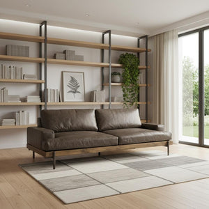 HomeRoots 94" Brown Leather Sofa with Black Legs – Modern Rustic Design, Plush Comfort & Durable Quality 606785