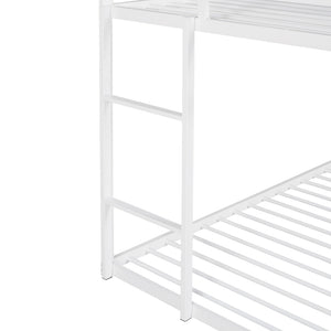 HomeRoots White Twin Over Twin Metal Bunk Bed - Stylish, Durable Design with Safety Features for Kids’ Rooms! 606787