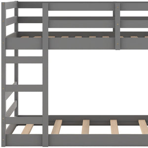 HomeRoots Gray Twin Over Twin Solid Wood Bunk Bed - Stylish Space-Saver with Safety Features for Kids' Rooms 606788