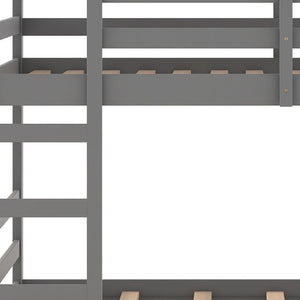 HomeRoots Gray Twin Over Twin Solid Wood Bunk Bed - Stylish Space-Saver with Safety Features for Kids' Rooms 606788