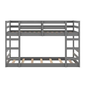 HomeRoots Gray Twin Over Twin Solid Wood Bunk Bed - Stylish Space-Saver with Safety Features for Kids' Rooms 606788