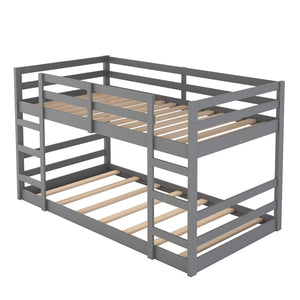 HomeRoots Gray Twin Over Twin Solid Wood Bunk Bed - Stylish Space-Saver with Safety Features for Kids' Rooms 606788