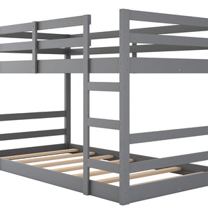 HomeRoots Gray Twin Over Twin Solid Wood Bunk Bed - Stylish Space-Saver with Safety Features for Kids' Rooms 606788
