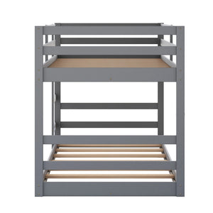 HomeRoots Gray Twin Over Twin Solid Wood Bunk Bed - Stylish Space-Saver with Safety Features for Kids' Rooms 606788