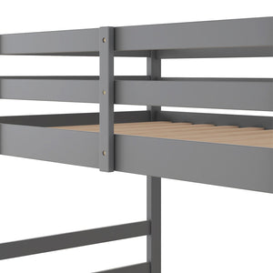 HomeRoots Gray Twin Over Twin Solid Wood Bunk Bed - Stylish Space-Saver with Safety Features for Kids' Rooms 606788