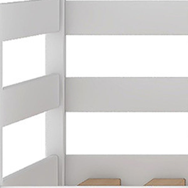 HomeRoots White Twin Over Twin Solid Wood Bunk Bed – Stylish, Space-Saving Design for Safe Sleepovers & Shared Rooms 606789