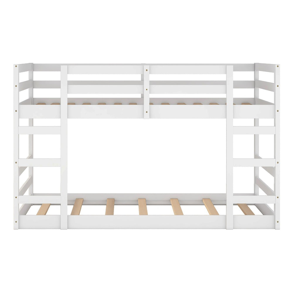 HomeRoots White Twin Over Twin Solid Wood Bunk Bed – Stylish, Space-Saving Design for Safe Sleepovers & Shared Rooms 606789
