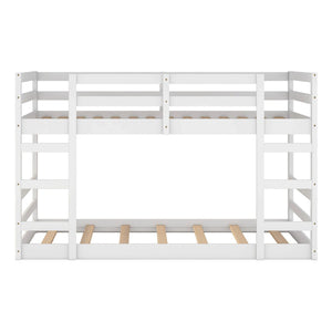HomeRoots White Twin Over Twin Solid Wood Bunk Bed – Stylish, Space-Saving Design for Safe Sleepovers & Shared Rooms 606789
