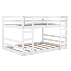 HomeRoots White Twin Over Twin Solid Wood Bunk Bed – Stylish, Space-Saving Design for Safe Sleepovers & Shared Rooms 606789