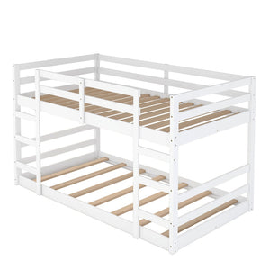 HomeRoots White Twin Over Twin Solid Wood Bunk Bed – Stylish, Space-Saving Design for Safe Sleepovers & Shared Rooms 606789