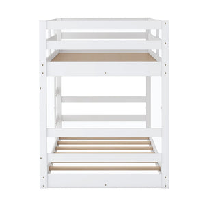 HomeRoots White Twin Over Twin Solid Wood Bunk Bed – Stylish, Space-Saving Design for Safe Sleepovers & Shared Rooms 606789