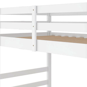 HomeRoots White Twin Over Twin Solid Wood Bunk Bed – Stylish, Space-Saving Design for Safe Sleepovers & Shared Rooms 606789