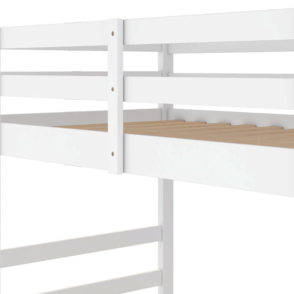 HomeRoots White Twin Over Twin Solid Wood Bunk Bed – Stylish, Space-Saving Design for Safe Sleepovers & Shared Rooms 606789