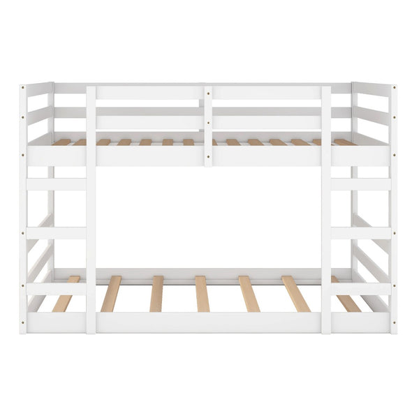 HomeRoots White Full Over Full Solid Wood Bunk Bed - Charming, Space-Saving Design for Family & Guests! 606790