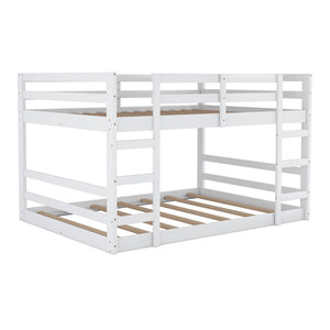 HomeRoots White Full Over Full Solid Wood Bunk Bed - Charming, Space-Saving Design for Family & Guests! 606790
