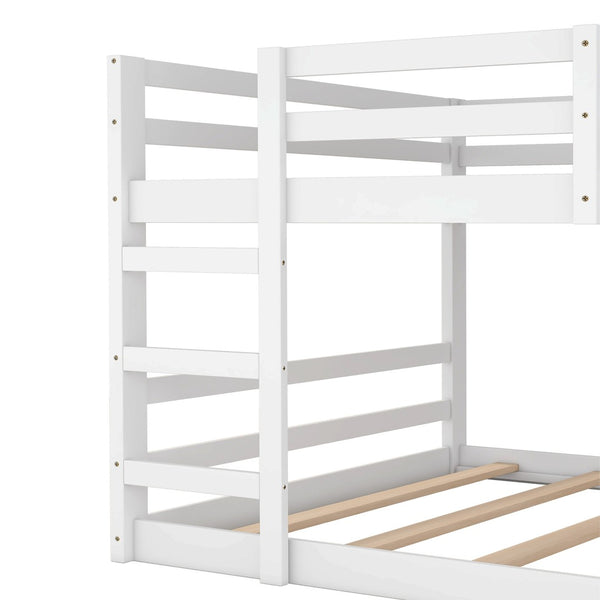 HomeRoots White Full Over Full Solid Wood Bunk Bed - Charming, Space-Saving Design for Family & Guests! 606790