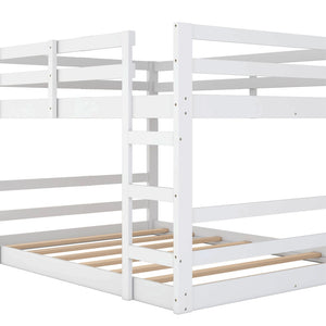 HomeRoots White Full Over Full Solid Wood Bunk Bed - Charming, Space-Saving Design for Family & Guests! 606790