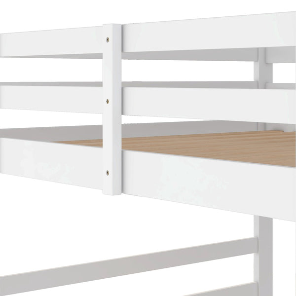 HomeRoots White Full Over Full Solid Wood Bunk Bed - Charming, Space-Saving Design for Family & Guests! 606790