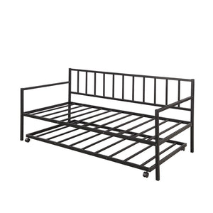 HomeRoots Black Metal Twin Daybed Frame with Trundle - Stylish, Space-Saving Design for Modern Bedrooms! 606791