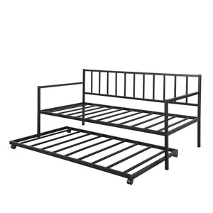 HomeRoots Black Metal Twin Daybed Frame with Trundle - Stylish, Space-Saving Design for Modern Bedrooms! 606791
