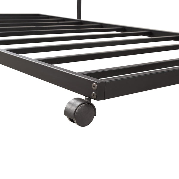 HomeRoots Black Metal Twin Daybed Frame with Trundle - Stylish, Space-Saving Design for Modern Bedrooms! 606791