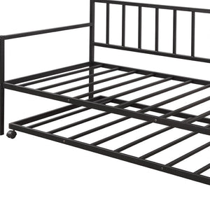HomeRoots Black Metal Twin Daybed Frame with Trundle - Stylish, Space-Saving Design for Modern Bedrooms! 606791