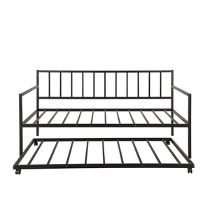 HomeRoots Black Metal Twin Daybed Frame with Trundle - Stylish, Space-Saving Design for Modern Bedrooms! 606791
