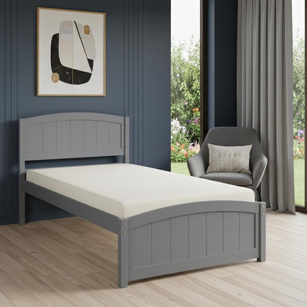 HomeRoots Gray Wood Twin Bed Frame - Modern Low-Profile Design with Sturdy Support for Kids & Guest Rooms 606792