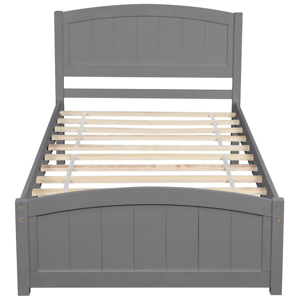 HomeRoots Gray Wood Twin Bed Frame - Modern Low-Profile Design with Sturdy Support for Kids & Guest Rooms 606792