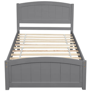 HomeRoots Gray Wood Twin Bed Frame - Modern Low-Profile Design with Sturdy Support for Kids & Guest Rooms 606792