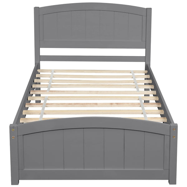HomeRoots Gray Wood Twin Bed Frame - Modern Low-Profile Design with Sturdy Support for Kids & Guest Rooms 606792