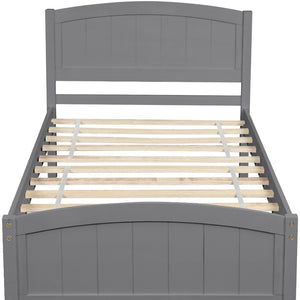 HomeRoots Gray Wood Twin Bed Frame - Modern Low-Profile Design with Sturdy Support for Kids & Guest Rooms 606792