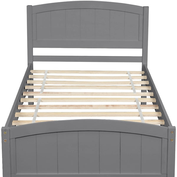 HomeRoots Gray Wood Twin Bed Frame - Modern Low-Profile Design with Sturdy Support for Kids & Guest Rooms 606792