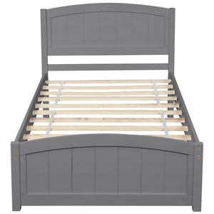 HomeRoots Gray Wood Twin Bed Frame - Modern Low-Profile Design with Sturdy Support for Kids & Guest Rooms 606792