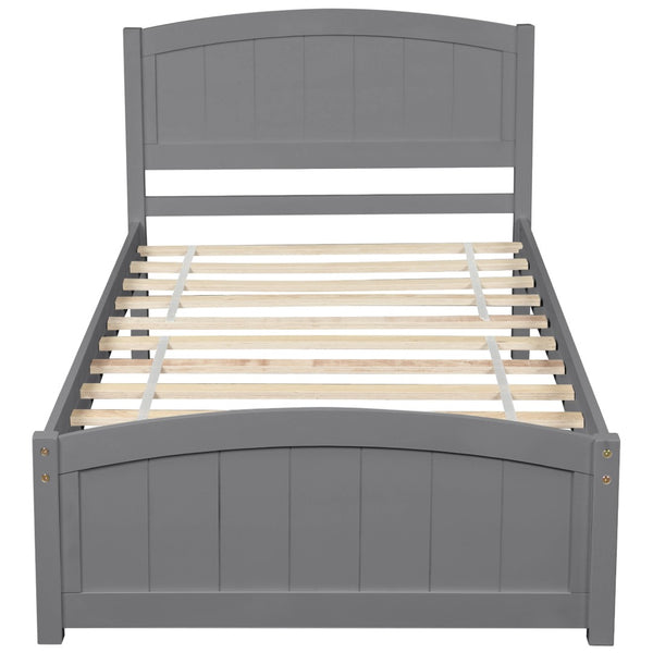 HomeRoots Gray Wood Twin Bed Frame - Modern Low-Profile Design with Sturdy Support for Kids & Guest Rooms 606792