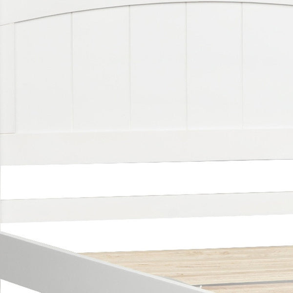 HomeRoots White Wood Twin Bed Frame - Durable, Stylish & Box Spring-Free with Integrated Slats for Comfort 606793