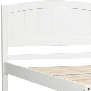 HomeRoots White Wood Twin Bed Frame - Durable, Stylish & Box Spring-Free with Integrated Slats for Comfort 606793