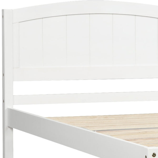 HomeRoots White Wood Twin Bed Frame - Durable, Stylish & Box Spring-Free with Integrated Slats for Comfort 606793