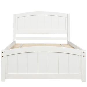 HomeRoots White Wood Twin Bed Frame - Durable, Stylish & Box Spring-Free with Integrated Slats for Comfort 606793