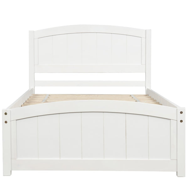 HomeRoots White Wood Twin Bed Frame - Durable, Stylish & Box Spring-Free with Integrated Slats for Comfort 606793