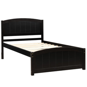 HomeRoots Espresso Wood Twin Bed Frame - Stylish, Durable Design with Supportive Slats for Ultimate Comfort 606794
