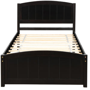HomeRoots Espresso Wood Twin Bed Frame - Stylish, Durable Design with Supportive Slats for Ultimate Comfort 606794