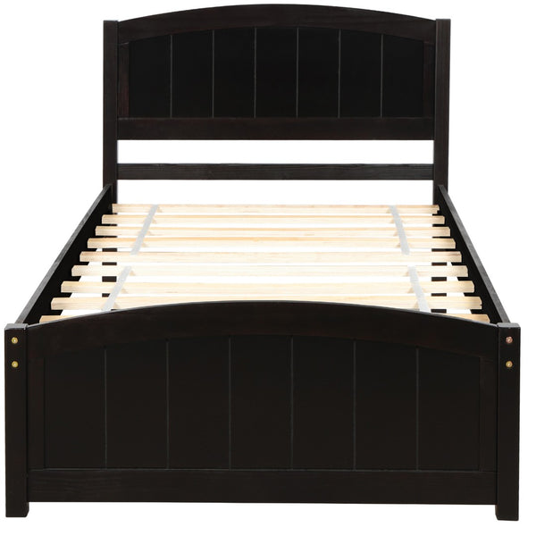 HomeRoots Espresso Wood Twin Bed Frame - Stylish, Durable Design with Supportive Slats for Ultimate Comfort 606794