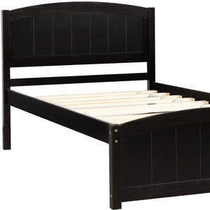 HomeRoots Espresso Wood Twin Bed Frame - Stylish, Durable Design with Supportive Slats for Ultimate Comfort 606794