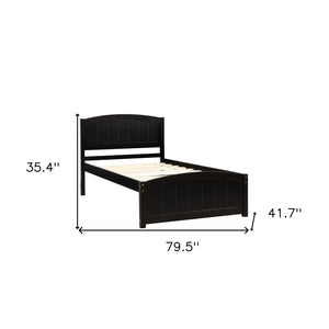 HomeRoots Espresso Wood Twin Bed Frame - Stylish, Durable Design with Supportive Slats for Ultimate Comfort 606794